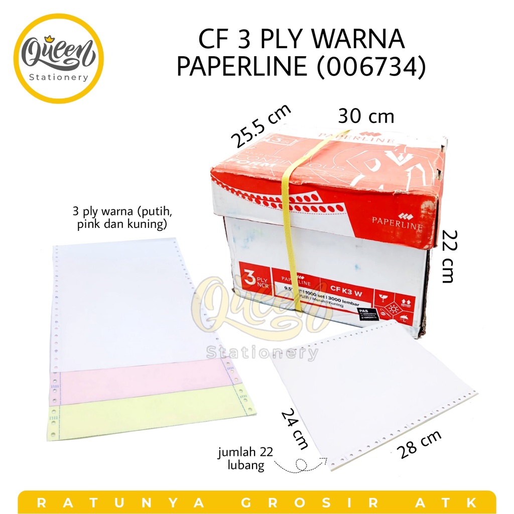 

1 BOX CF 3 PLY WARNA PAPERLINE / KERTAS NOTA / CONTINUOUS FORM / KERTAS KASIR (006734)