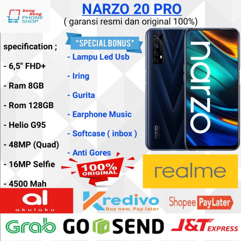 REALME NARZO 20 PRO RAM 8GB 128GB GARANSI RESMI - BONUS