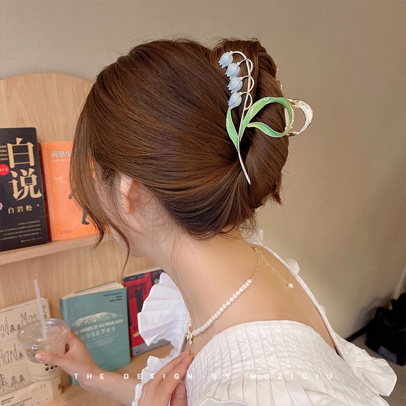 Jepit Rambut Bentuk Bunga Anggrek Bahan Metal Untuk Wanita