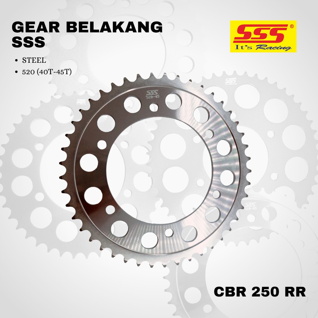 Gear gir cbr 250 rr new sss 520 40 41 42 43 44 45 STEEL SILVER