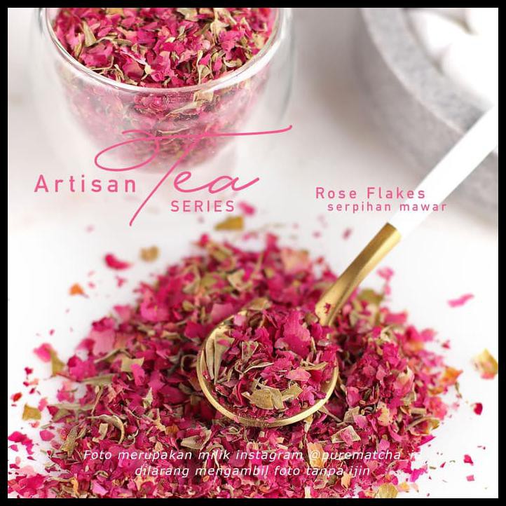 

uusz artisan tea cafe - rose flakes serpihan bunga mawar kering sample 10gr did4