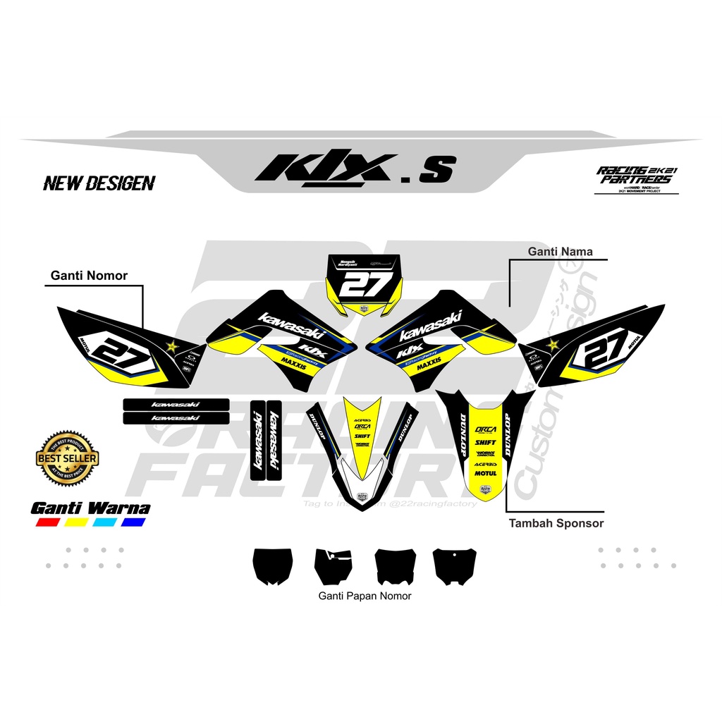 DECAL STIKER CRF / GORDONS/  KLX BF / KLX DTRACKER / KLX S OLD FULL BODY DESAIN COSTUM