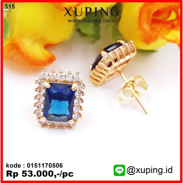 XUPING ANTING TUSUK BATU BIRU EMAS ZIRCON 0151170506