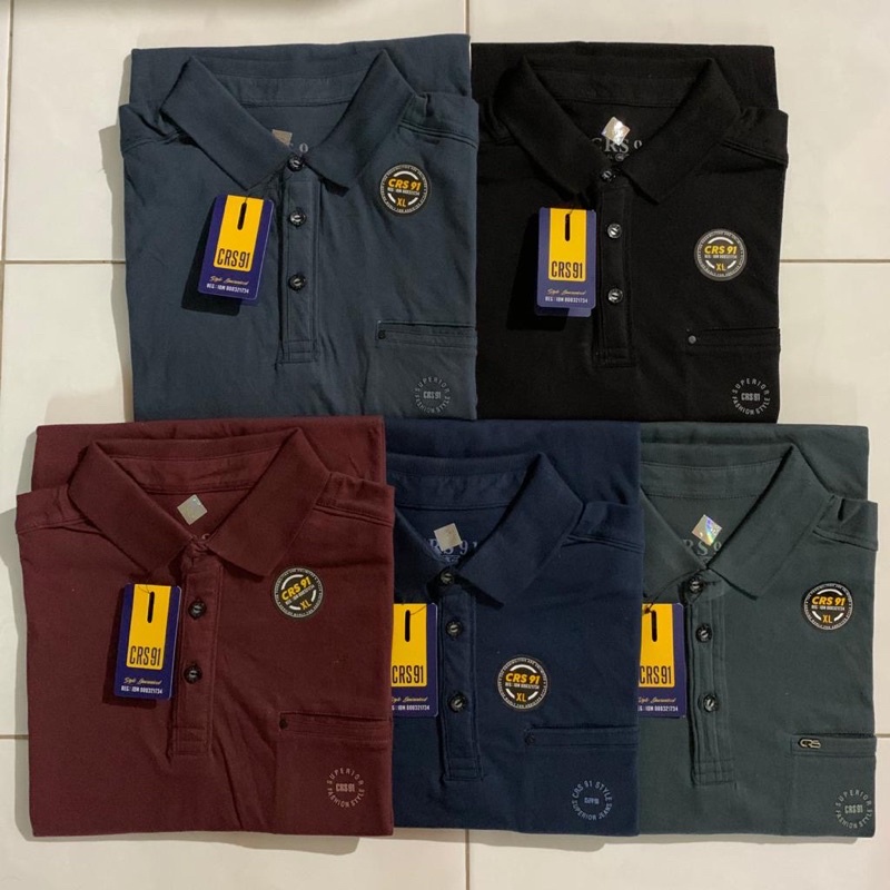 Kaos Kerah Pria Distro Original CRS 91 Lengan Pendek New Style 100% Cotton bisa COD