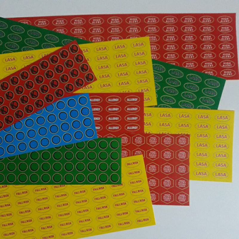 

Stiker Label Lasa, High Alert, Label Expired Obat, Obat Keras Bebas, Allergy & Fall Risk