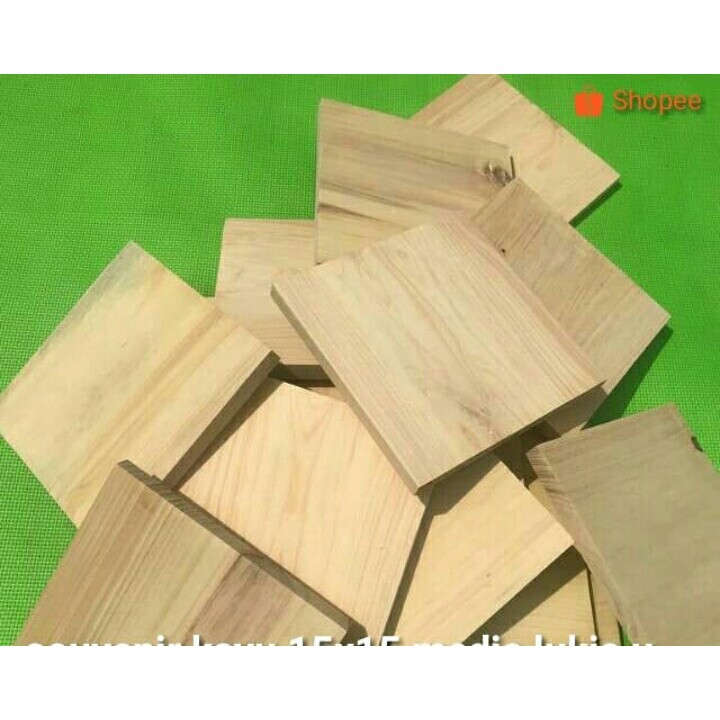 souvenir kayu 15x15 media lukis ukir tranfer foto talenan kayu