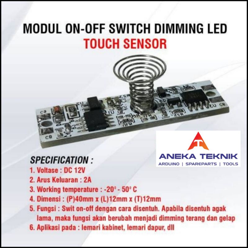 Jual Modul Sensor ON-OFF Switch DIMMING LED (Sensor Sentuh) 2A DC 12V ...