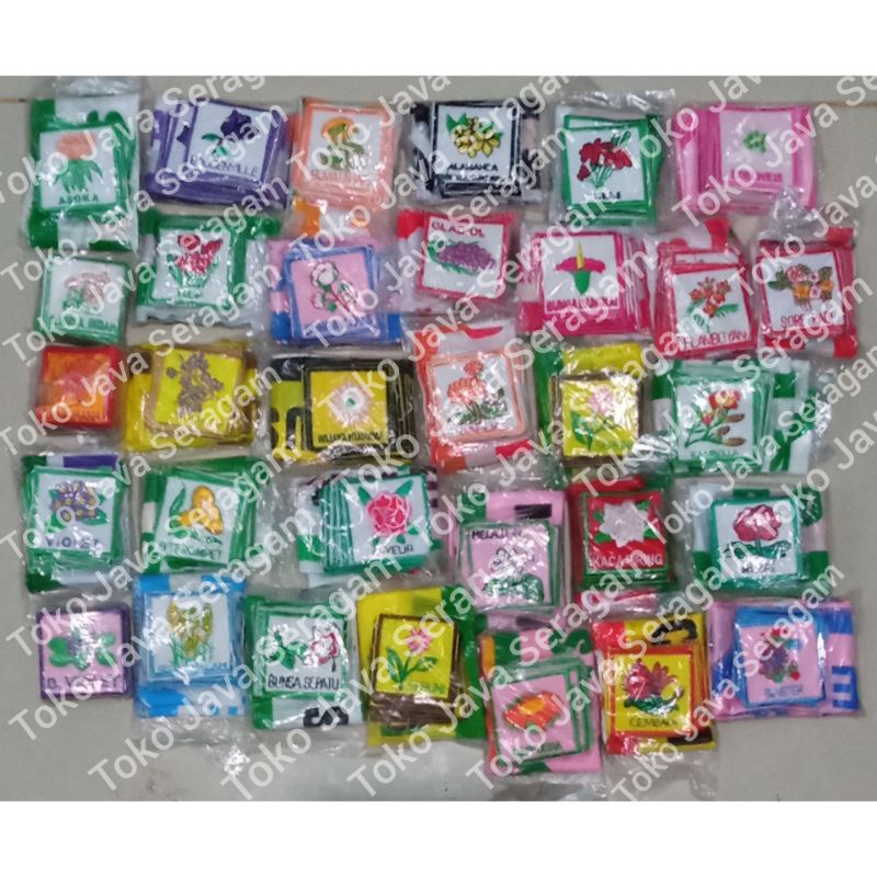 Bet 1 Set Tanda Regu & Bendera Bunga Buah Tumbuhan Pramuka Putri Penggalang Lavender Asoka Bougenvil