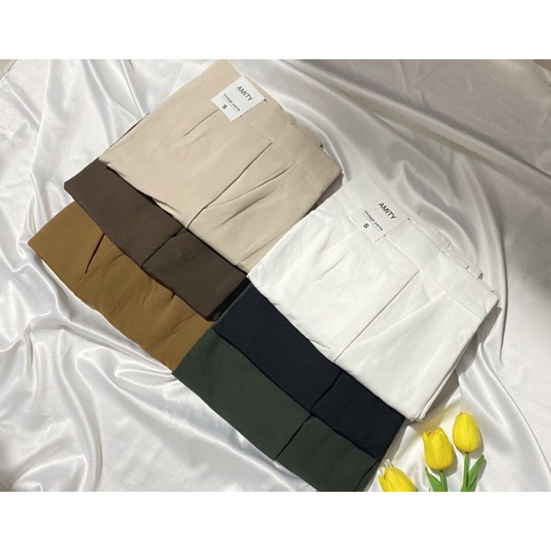 0CELANA BAHAN AMITY MODEL HIGHWAIST ZIPPER DEPAN IMPORT BANGKOK (CLAMY003) Best seller