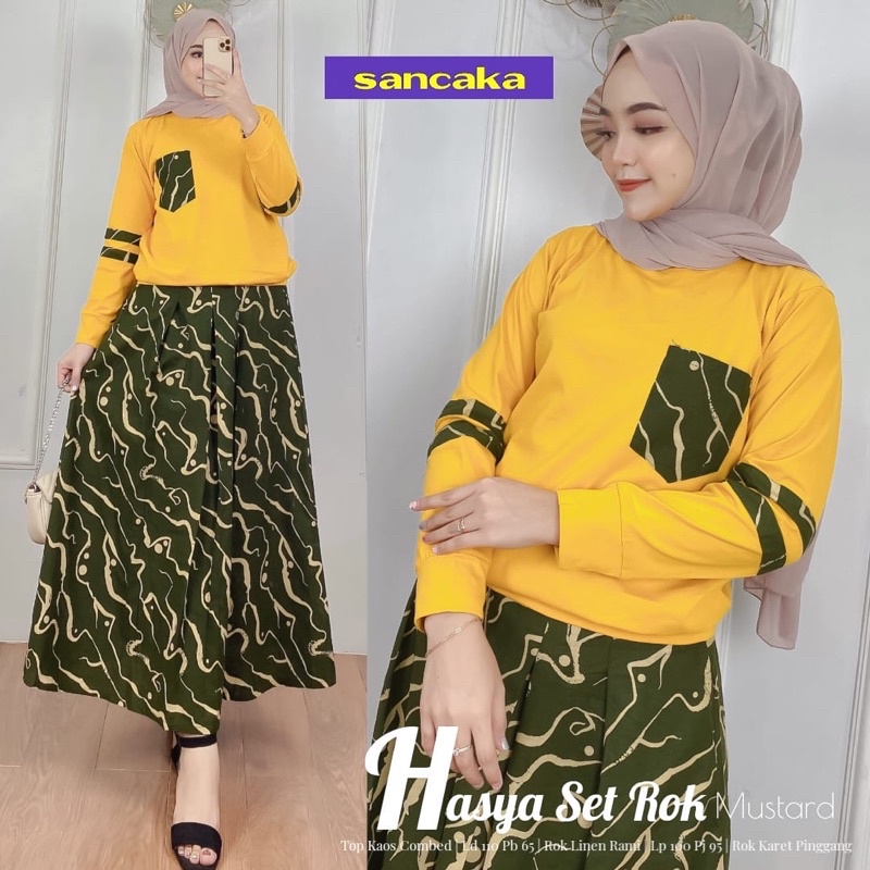HASYA SET ROK by Sancaka/Kaos Combed LD 110 Linen rami