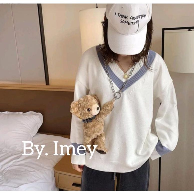 Bng Tas Selempang Beruang Merangkulku _Tas Selempang Boneka_Tas Bulu_Tas Handphone_Slingbag Gembok