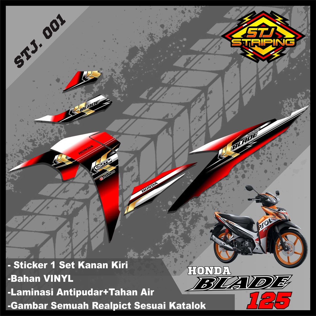 Stiker Motor Blade125 Sticker Striping  Variasi List Motor Blade 125 Desain Racing  STJ.001