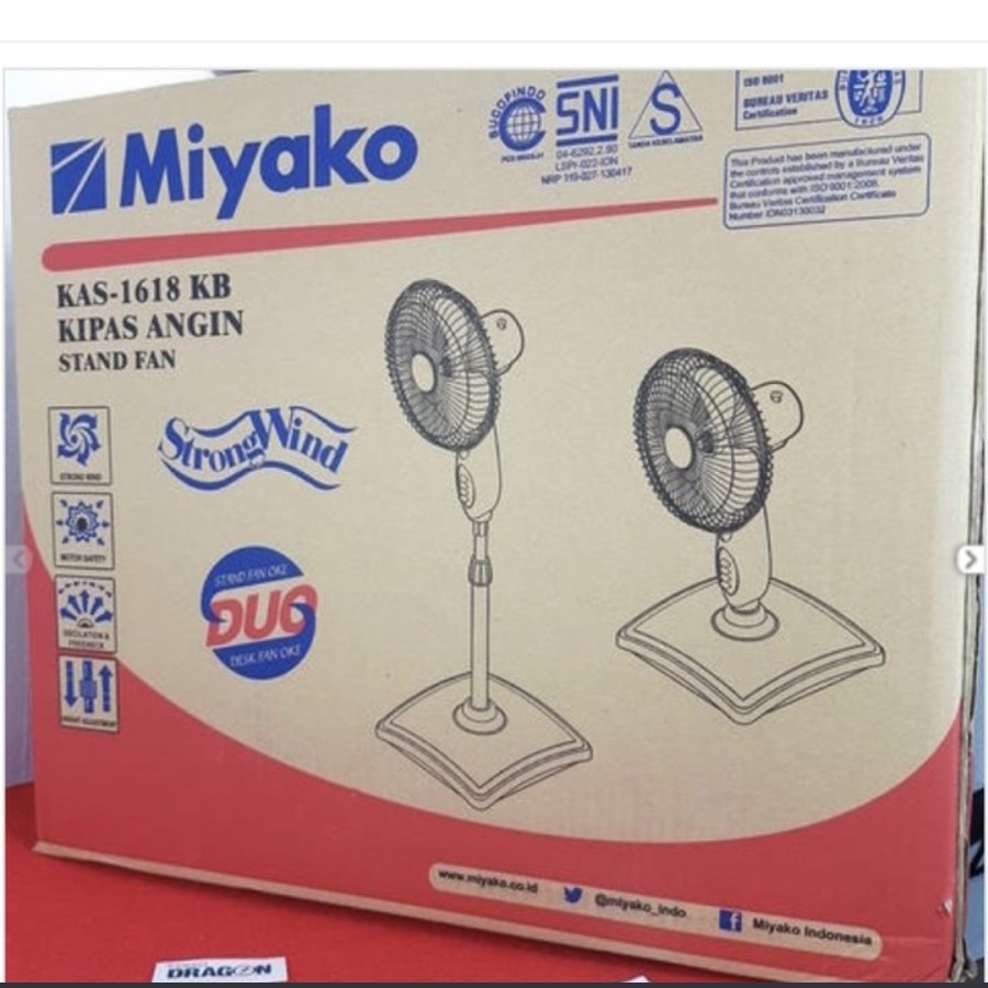 Kipas Angin Berdiri Miyako KAS-1618KB 16IN Stand Fan Miyako KAS-1618