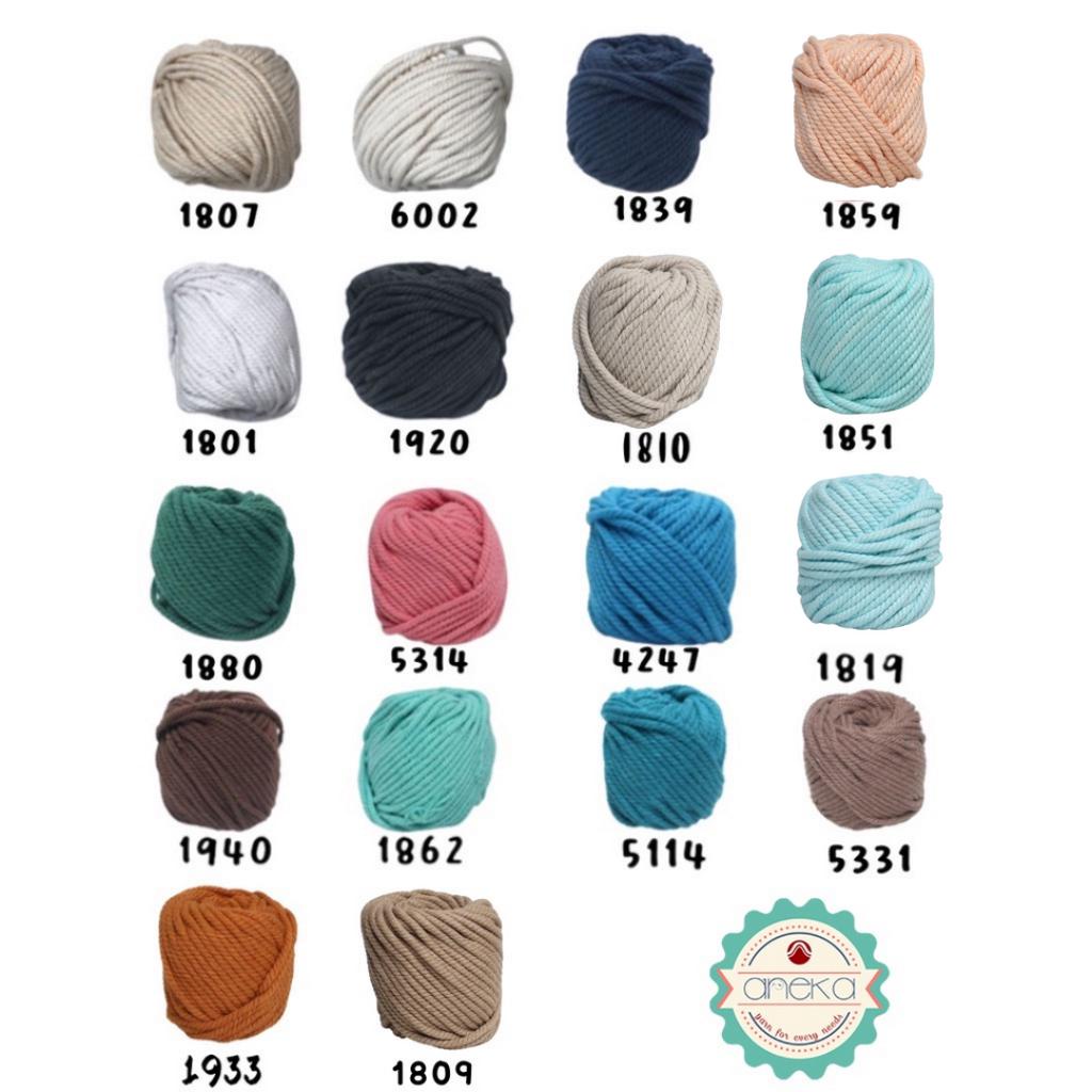 KATALOG - Benang Tali katun/tali macrame makrame warna 100 Gr - 4mm