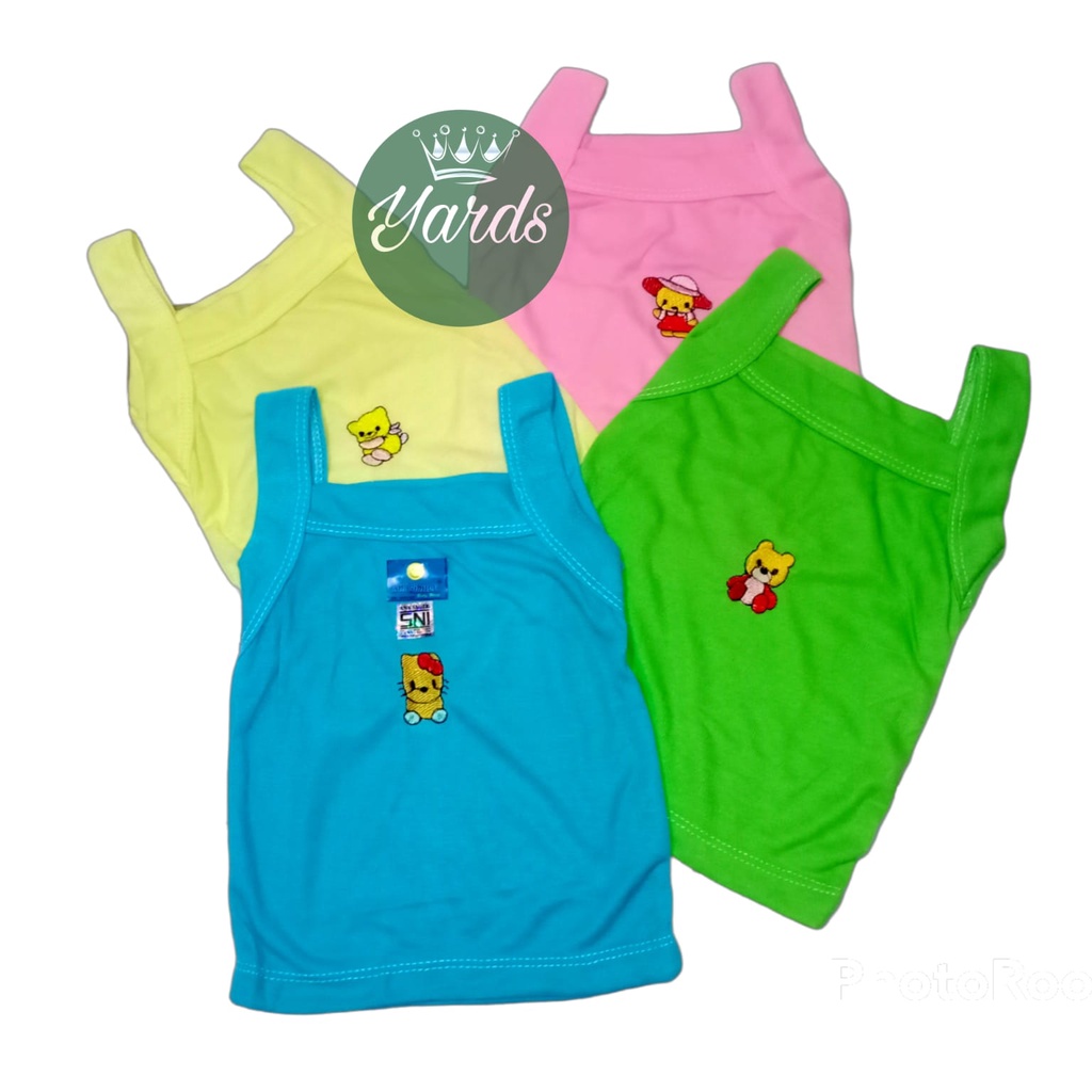 4 Pcs Singlet Bayi Perempuan All Size Usia 1-2 Tahun - Kaos Dalam Bayi Perempuan Model Leher Garis Lurus