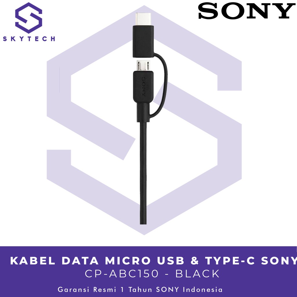 KABEL DATA MICRO USB &amp; TYPE C CP ABC150 BLACK ORIGINAL GARANSI RESMI