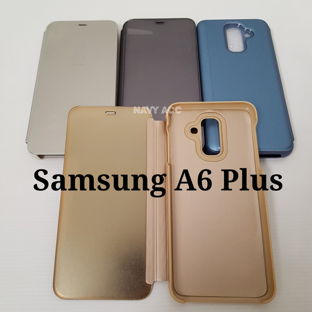 Flip Cover Samsung A6 Plus - Sarung Buku Clear View A6 Plus