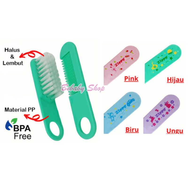 Sisir Bayi Zippy Brush &amp; Comb ( BPA Free ) Dengan Bahan Yang Lembut dan Aman