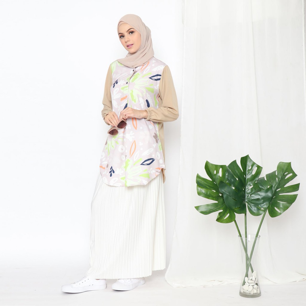 Baju Kemeja Muslimah Sheryl Tunic Tunik Motif Sheryl