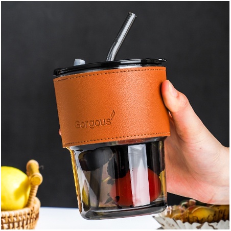 Berkat Tumbler Gelas Kaca Vintage Aesthetic Bottle Cup Coffee Simple Elegan Water 400ml Free Sedotan Kaca