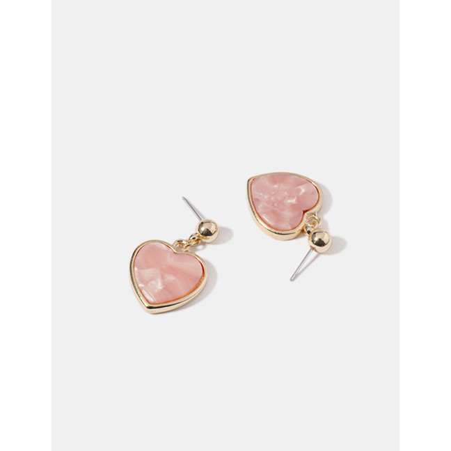 LRC Anting Tusuk Fashion Gold Peach Heart Earrings F90565