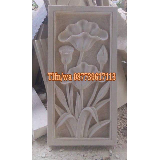 relief batu alam ukir ornamen loster hiasan dinding