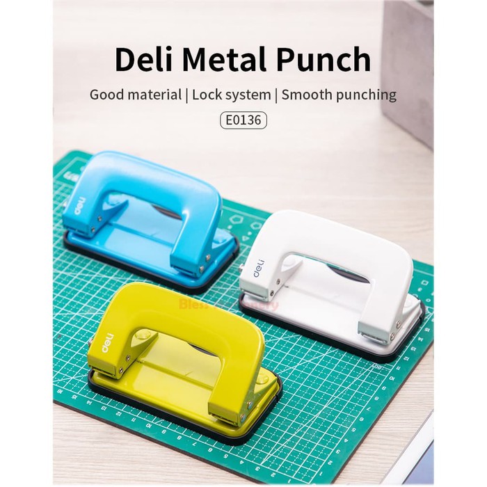 

Deli pembolong kertas 2 lubang two hole punch perforator - E0136