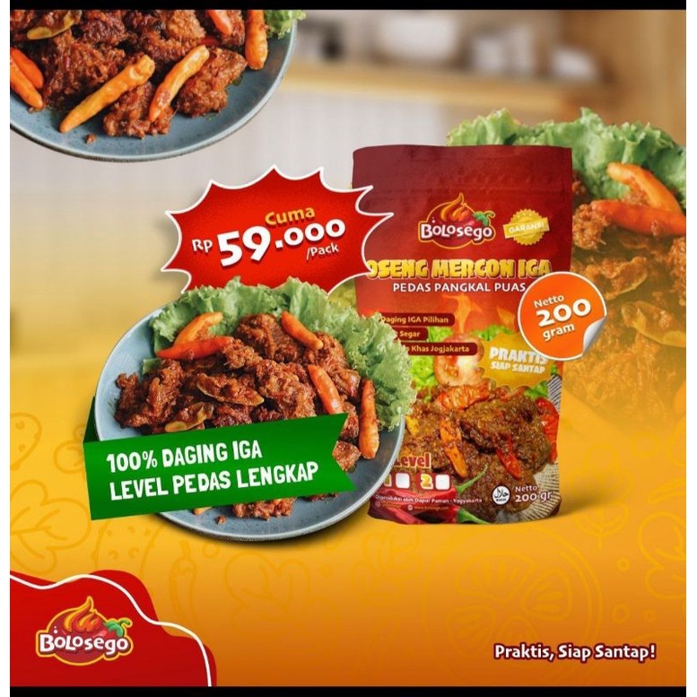 

BERGARANSI! OSENG MERCON IGA SAPI. 200 GRAM, ADA LEVEL PEDASNYA- BOLOSEGO