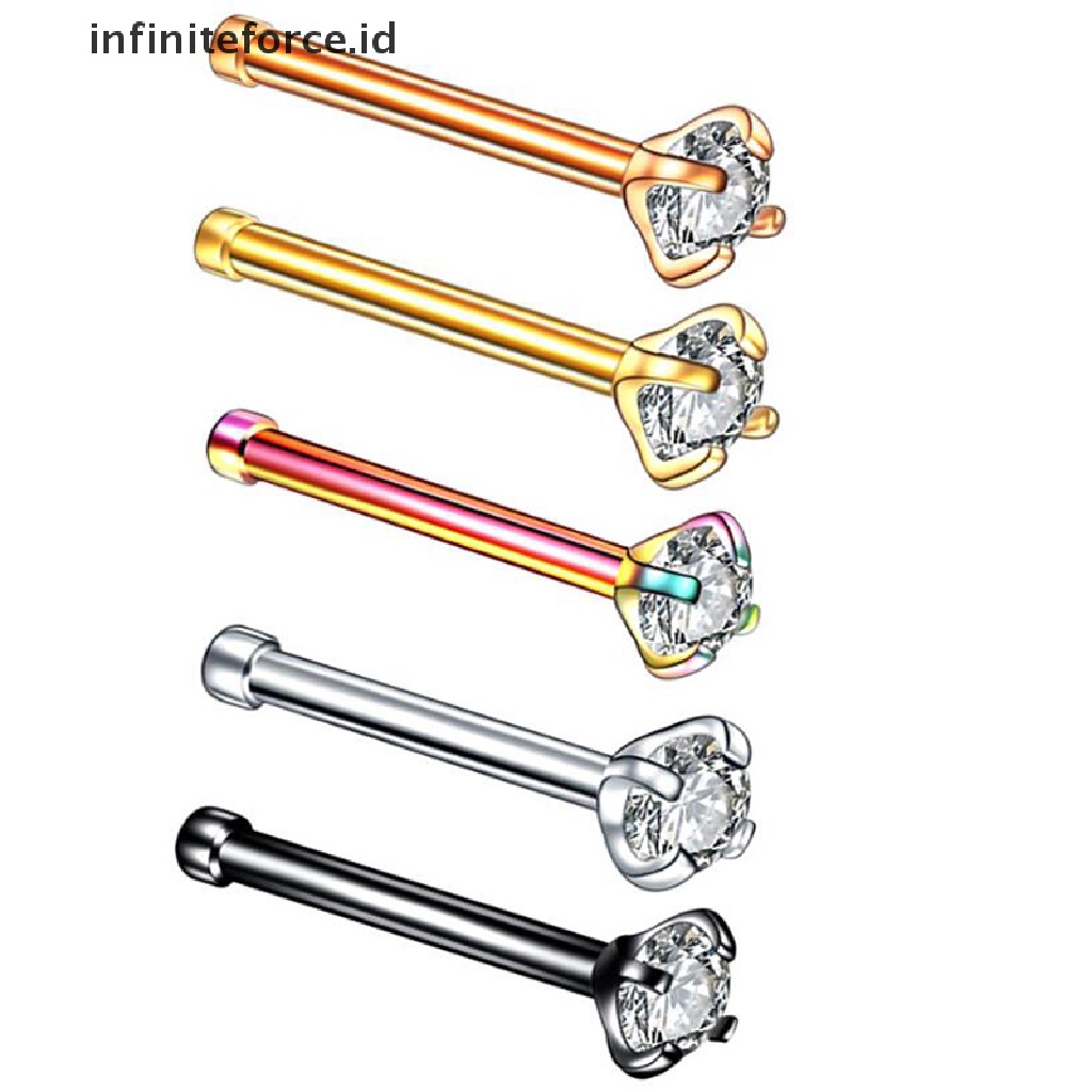 Infiniteforce.id 5pcs / Set Cincin Tindik Hidung / Tubuh 20g Hias Kristal