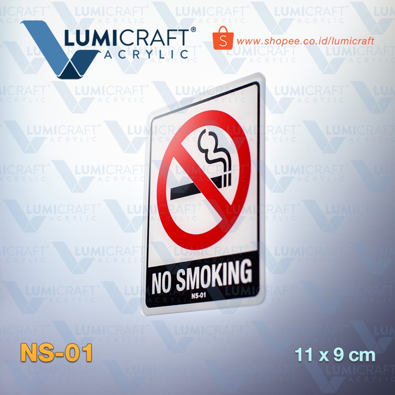 

No Smoking Sign Acrylic Lambang Dilarang Merokok Akrilik Ukuran 11 x 9 cm | Lumicraft NS-01