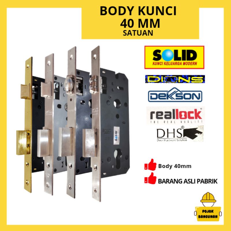 BODY KUNCI MORTISE LOCK KUNCI RUMAH PINTU SET PELOR LIDAH DEKSON SOLID 40MM