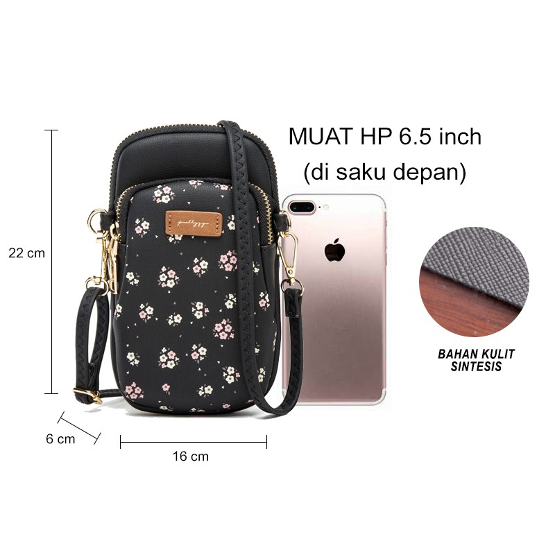 PROMO!! SUZY Tas Selempang Wanita / Tas Hp Motif Bunga Ada 3 Warna Cantik