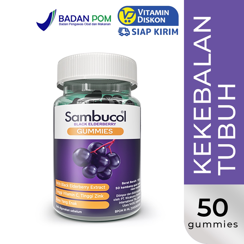 SAMBUCOL BLACK ELDERBERRY VIT C ZINC GUMMIES 50gum BPOM | SAMBUCOL GUMMIES