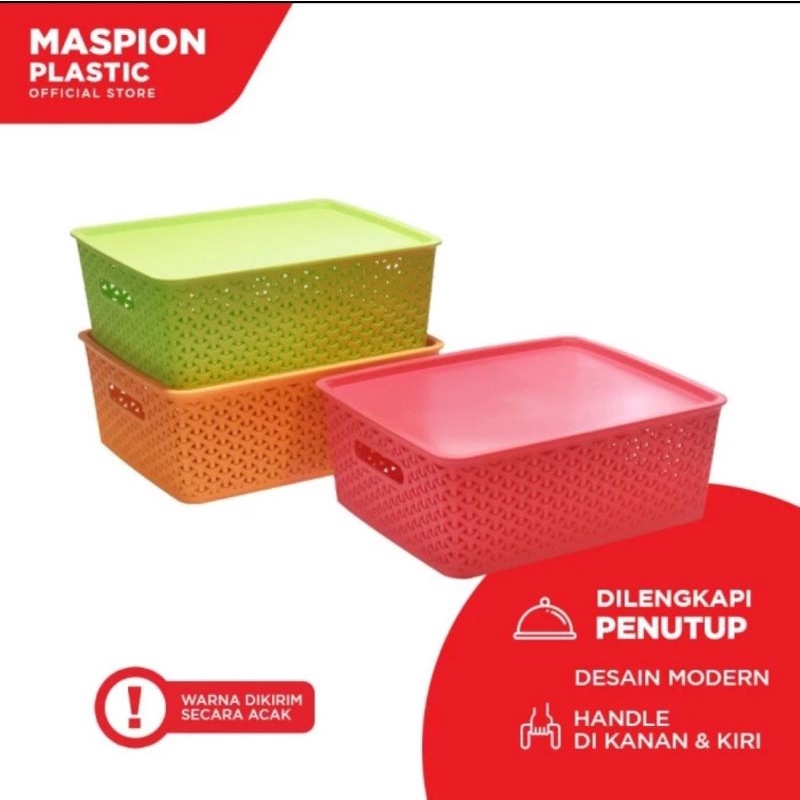 Maspion Keranjang Serbaguna Medium + Tutup Trissa Basket M 11.3 +Tutup