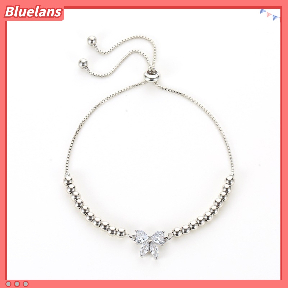 Bluelans Women Fashion Adjustable Cubic Zirconia Bow-Knot Design Bracelet Jewelry Gift