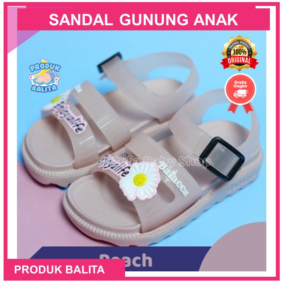 Sandal Gunung Anak Perempuan Sandal Tali Belakang Motif Bunga Sandal Karet Jelly Terlaris