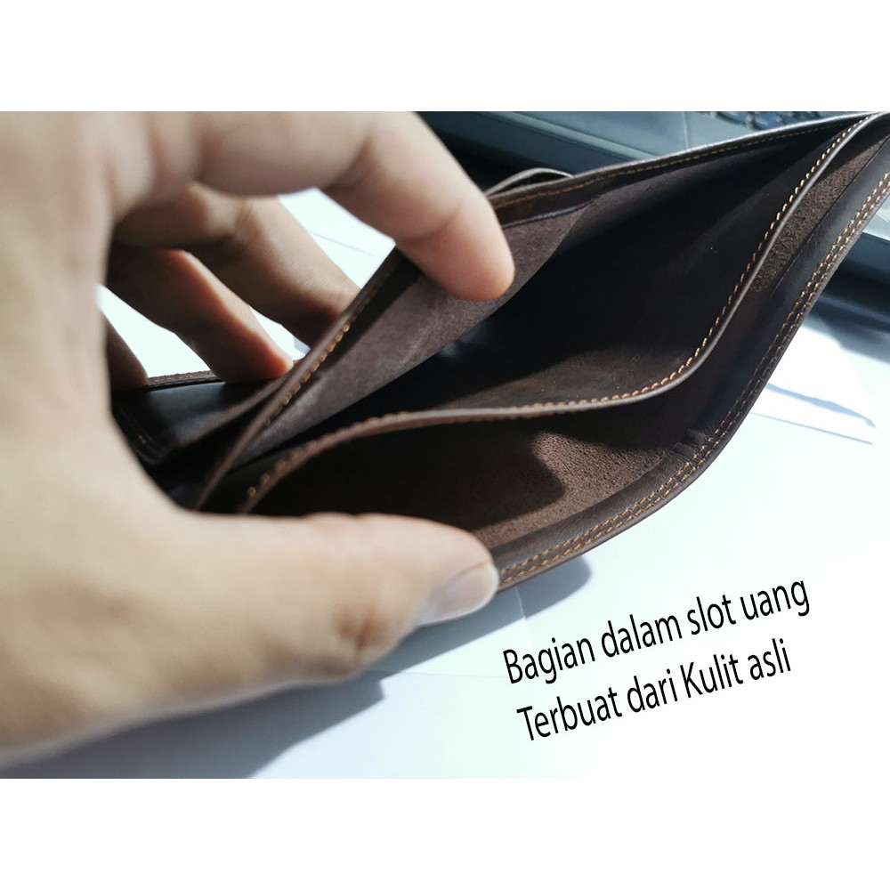 Dompet Couple Polos kulit asli Custom Grafir Nama Grade Tertinggi