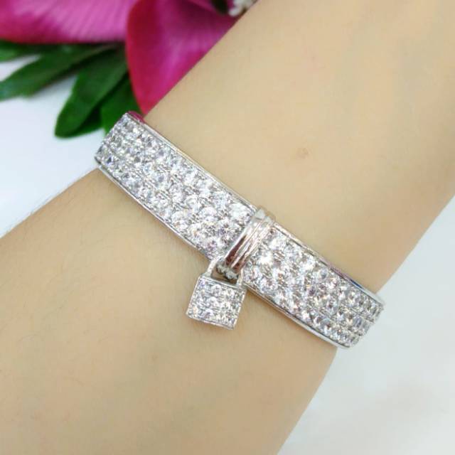 Gelang gembok.gelang putih silver.gelang xuping