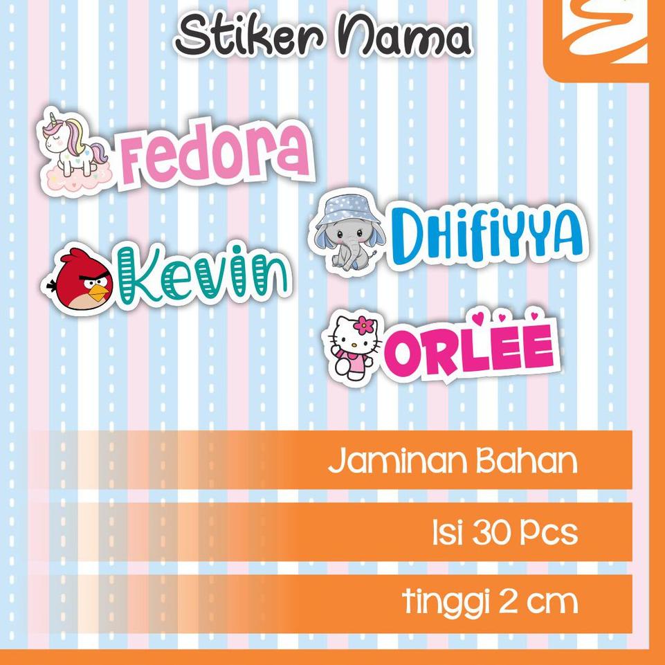 

[KODE PRODUK BGAZE4395] Stiker nama bahan vinyl waterproof (Sticker Label) 2cm
