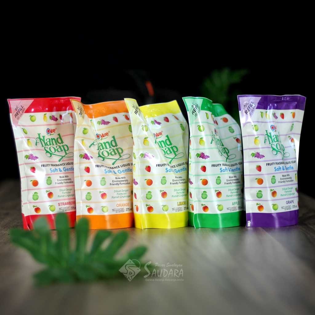 Yuri Hand Soap Refill 375ml Sabun Cuci Tangan Aroma Buah - Hand Wash Anti Bacterial