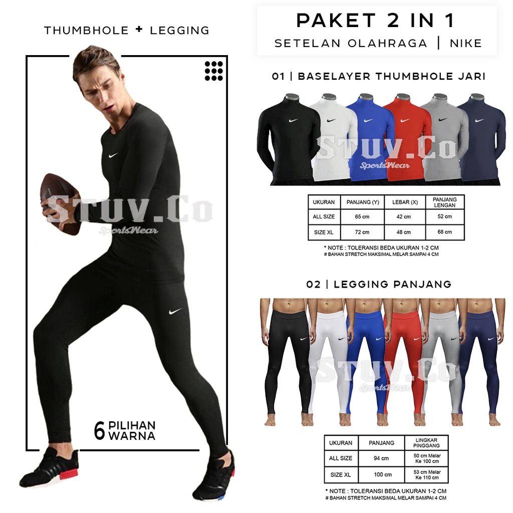 PAKET STELAN 2IN1 OLAHRAGA MANSET THUMBHOLE DAN LEGGING PANJANG PRIA