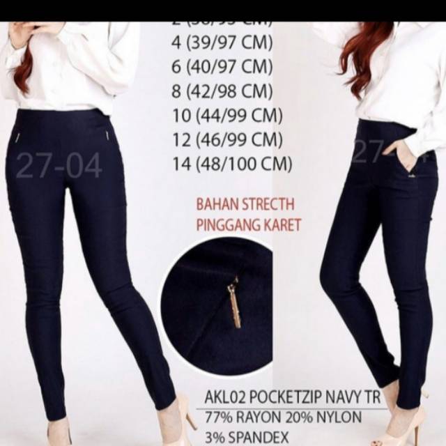 celana panjang wanita pinggang karet anne klein spandex