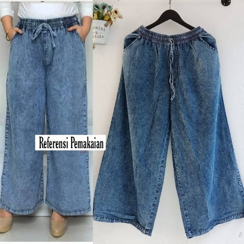 kulot jeans polos jumbo - kulot jeans wanita - kulot jeans terbaru murah