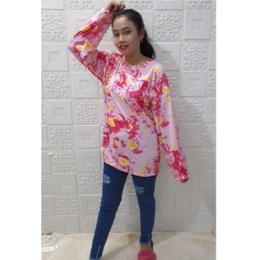 Kaos Oversize Tie Dye / Daisy Cotton Candy Lengan Panjang Fit XL