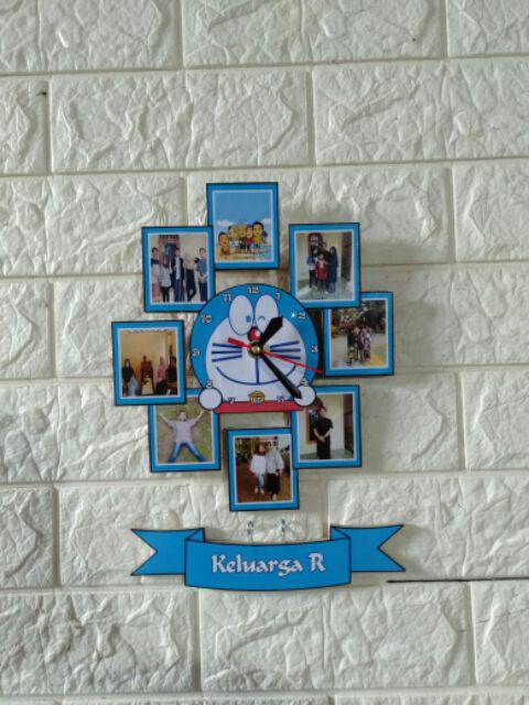 Harga Murah Jam Dinding Karakter Kayu Vintage Frame Foto Tema Doraemon