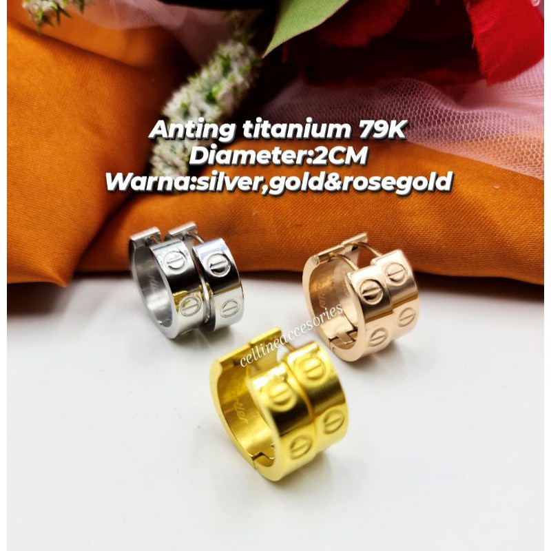anting gipsi titanium/anting gipsi titanium/anting bulat titanium