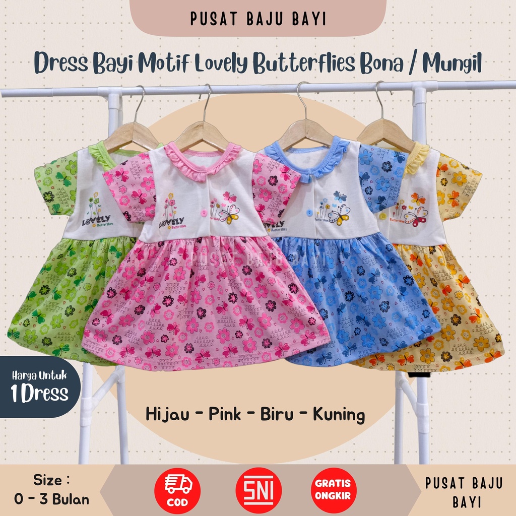 SALE 7.7 Dress Bayi Perempuan 0 - 3 Bulan merk Bona motif butterfly