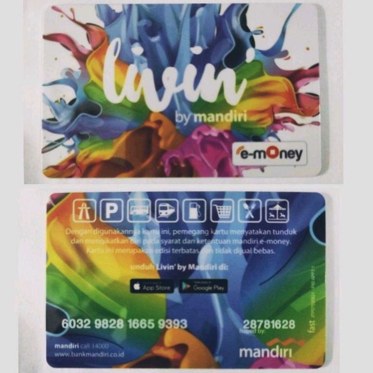 eMoney Mandiri LIVIN White (Full Color) edition ORI /Like Tapcash Flazz or Brizzi