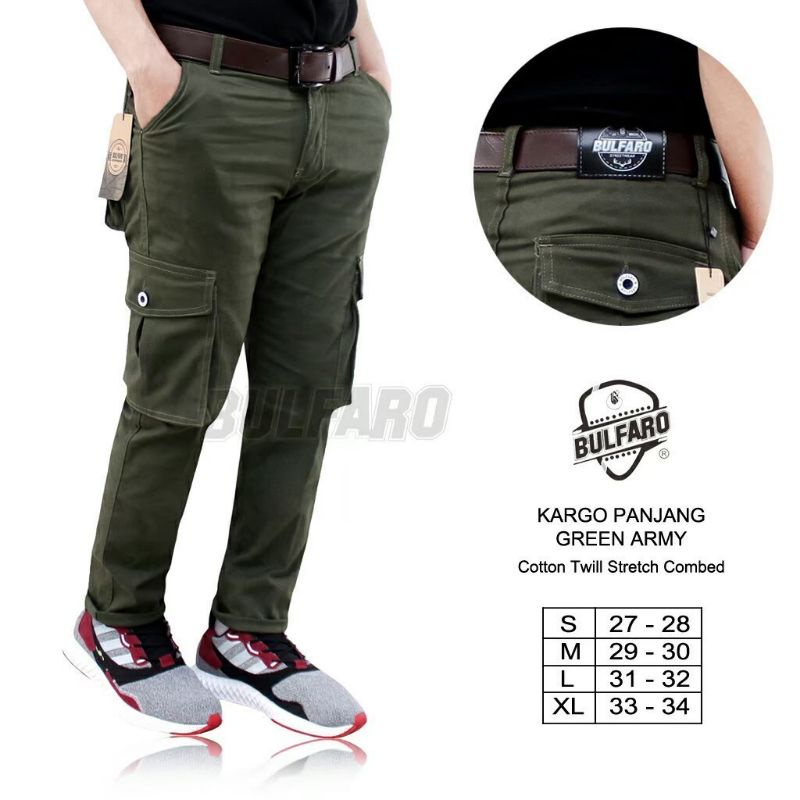 BULFARO Cargo panjang pria ARMY / Celana cargo panjang pria