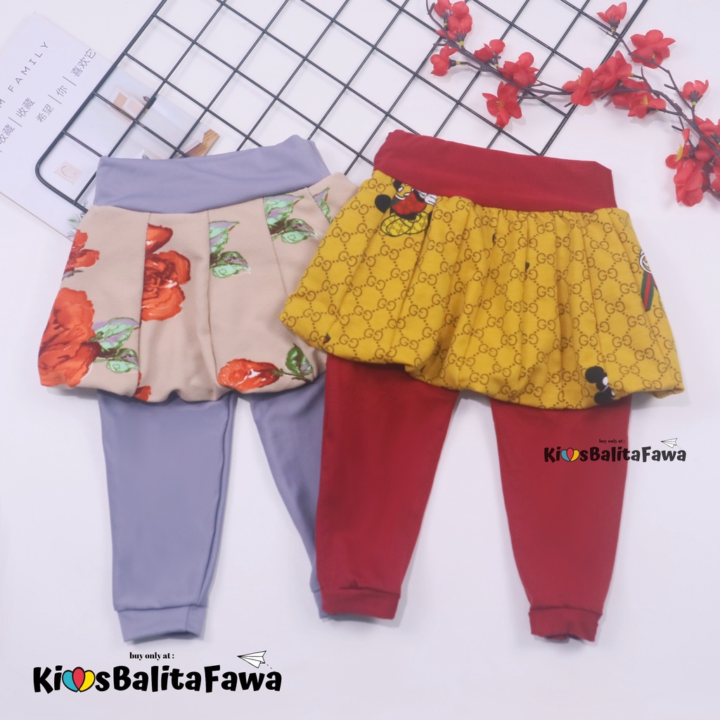 Legging Balloon Baby Girl 0-12 Bulan / Leging Rok Celana Panjang - Pants Baby Kaos - Motif Polos